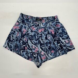 Torrid Blue Paisley Print Stretchy Waist Polyester Shorts Size 1
